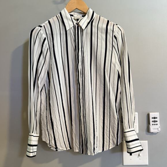 Club Monaco‎ Ralph Lauren Top Silk Safari Striped Button Up Women’s Small - Picture 1 of 7